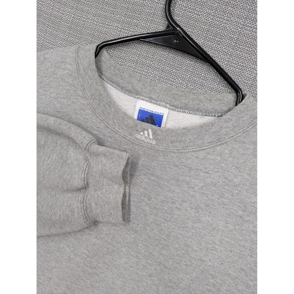 Adidas Sweatshirt Mens Medium Gray Fleece Crewneck Pullover Logo Made USA
